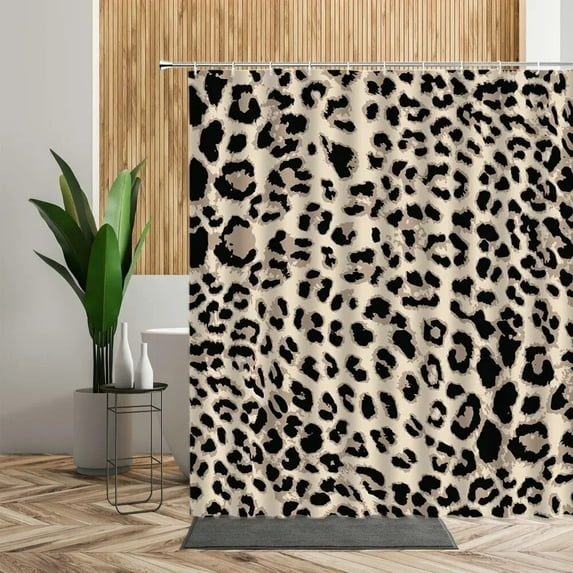 Brown Leopard Printed Shower Curtain Bathroom Curtains Waterproof Fabric Home Partition Screen Living Room Bathtub Curtains Sets