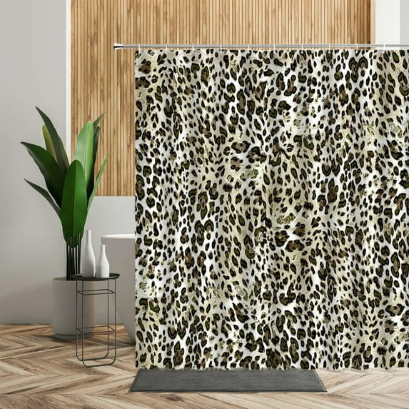 Brown Leopard Printed Shower Curtain Bathroom Curtains Waterproof Fabric Home Partition Screen Living Room Bathtub Sets