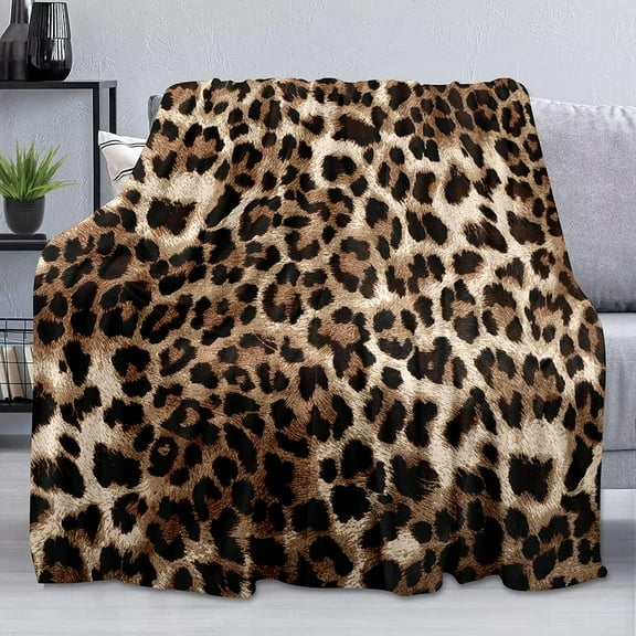 Brown Leopard Throw Blanket, Cheetah Print Blanket, Twin Blanket, Cozy Soft Lightweight Blanket Fluffy Fuzzy Warm Plush Flannel Blanket, Fleece Blanket for Couch, Bed, Sofa, Travel, 60"x80"