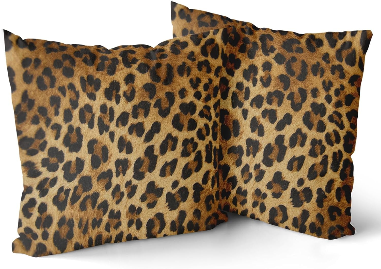 Classic Brown Leopard Print 20" x 20" Throw Pillow Covers Set