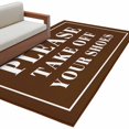 thumbnail image 1 of Brown Letter Area Rug 3x5 FT, Non Slip Entryway Bedside Carpet, Modern Minimalist White Text Striped Washable Soft Floor Carpet Indoor Mat Non-Shedding Throw Rug for Dorm Kitchen Home Office, 1 of 9