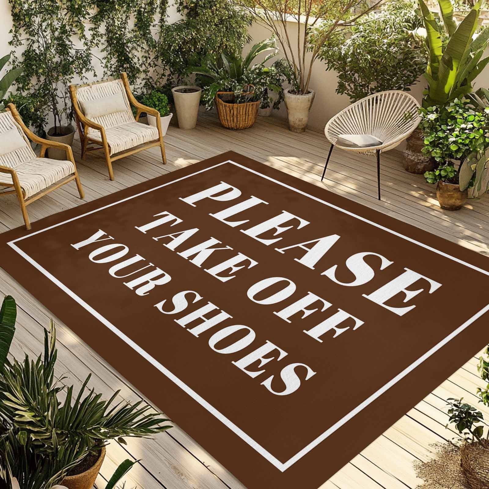 Outdoor Rugs With Text Brown Letter Outdoor Rug 3x5 Ft - Reversible Patio Rug Outdoor Camping ...