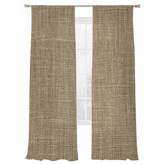 Brown Linen Sheer Curtains 96 inches Long, Farmhouse Pure Color Country Vintage Light Filtering Sheer Window Curtains Rod Pocket Voile Drapes for Bedroom Living Room, 2 Panels 52"W x 96"L