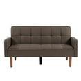 thumbnail image 1 of Brown Linen Sofa Bed, Convertible Sleeper Sofa with Arms, Solid Wood Feet and Plastic Centre Legs, 1 of 6