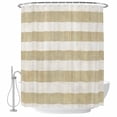 thumbnail image 1 of Brown Linen Stripes Bathroom Shower Curtains with Hooks, Vintage Country Waterproof Fabric Washable Shower Curtain for Home Hotel Bathtub Decor 36x72 Inch, 1 of 9