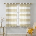 Brown Linen Stripes Sheer Curtains 45 Inch Long 2 Panels, Vintage ...