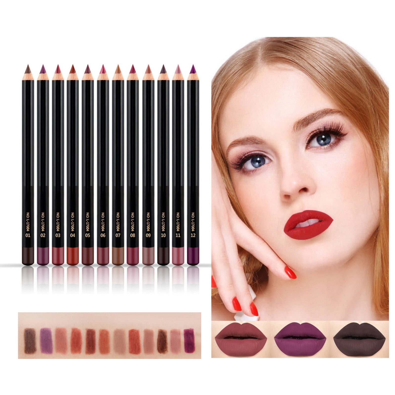 Brown Lip Liner Set 12pcs Lip Liner Pencil Kit Long Lasting Lipliner