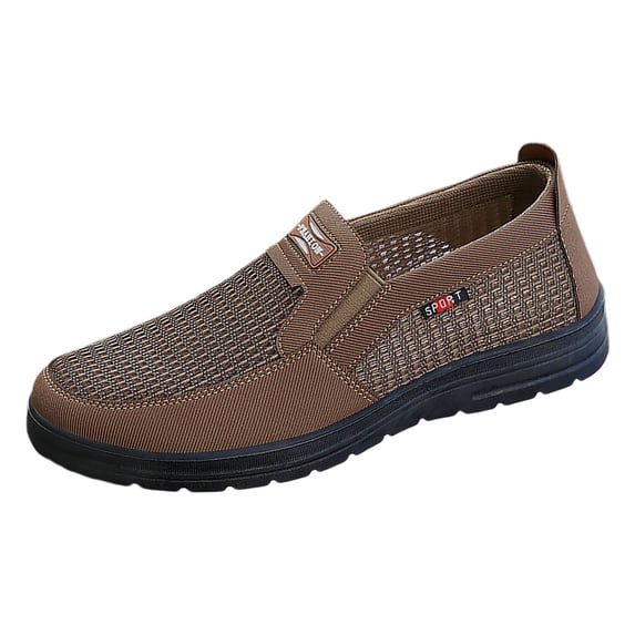 Brown Loafers Men Size 14 Classic Lightweight Extra Wide Width Mens Walking Shoes Flat Boat Loafers Mesh Walking Shoes Business Oxfords Sneakers Work