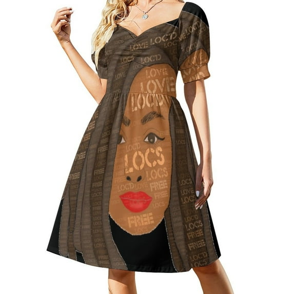 Brown Locs Loc'd Drawing Sleeveless Dress dresses korean style elegant dress Beachwear