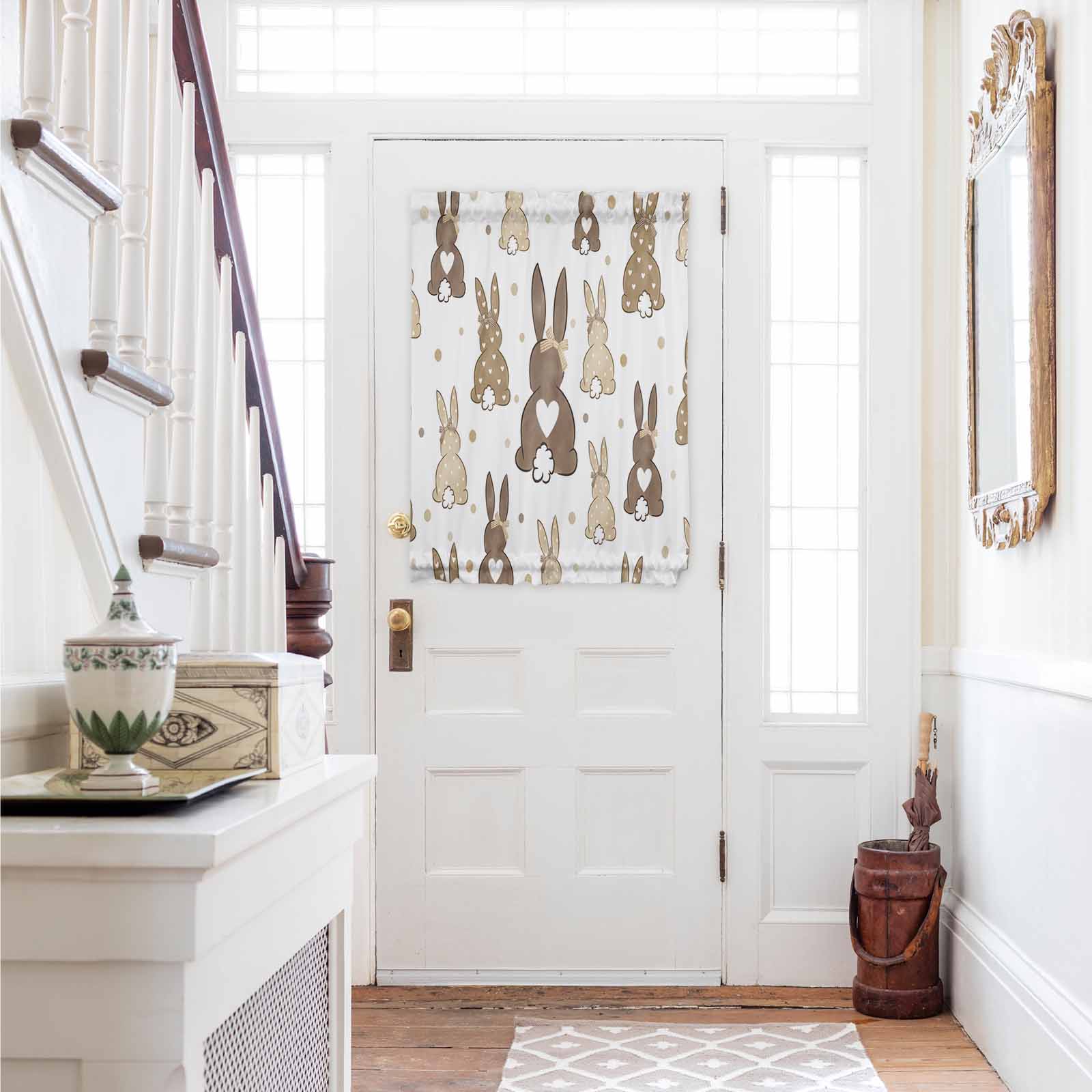 Brown Love Heart Bunny Door Curtains for Door Window, French Sidelight ...