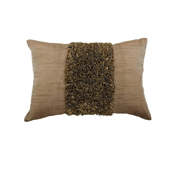 Brown Lumbar Pillow Cover, Textured Ribbon Lumbar Pillow Cover, 12x16 inch (30x40 cm) Lumbar Pillow Cover, Rectangle Silk Lumbar Pillow Cover, Modern - Champagne Brown Love