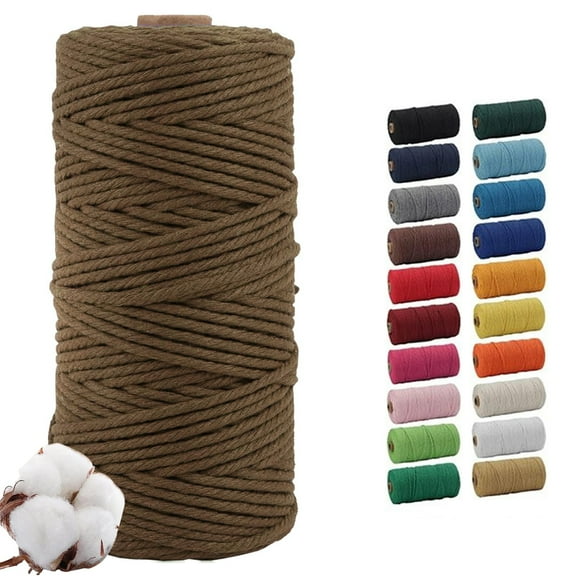 Brown 3mm Macrame Cord, 110 Yards Natural Cotton Cord, Macrame Rope Yarn for DIY Crafts, Wall Hangers, Plant Holders, Knitting, Wedding Decor (1 Roll)