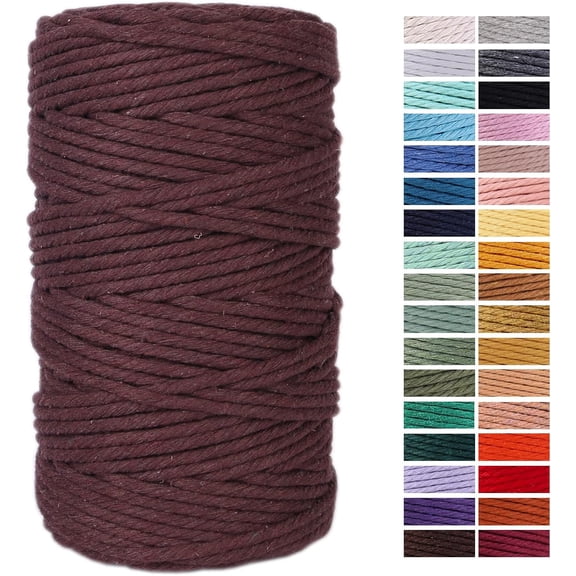 Brown Macrame Cord 4mm x 109Yards,Colored Cotton Rope Craft Cord Colorful Cotton Cord Twine for Wall Hanging Plant Hangers Crafts Knitting Decorative Projects