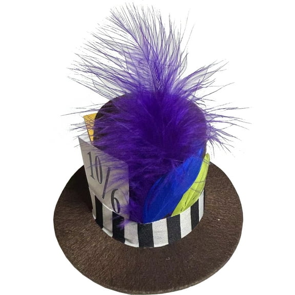 Brown Mad Hatter Mini Top Hat Headband Costume Accessory