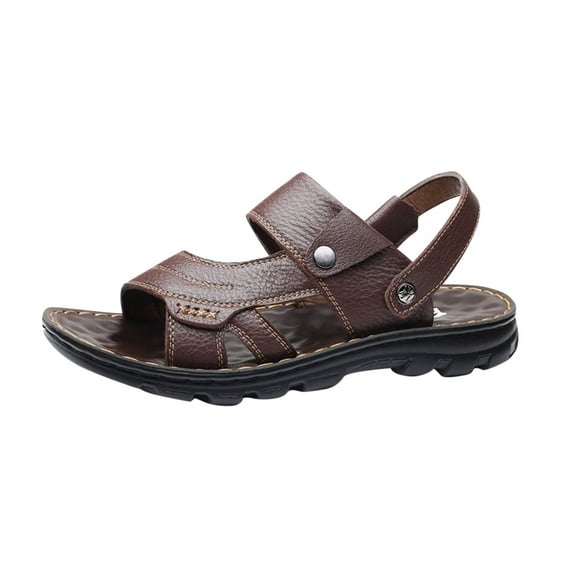 Brown Male Trendy Beach Sandals With Open Toe And Thick Sole For Spring Summer Use And Slip Resistant Features