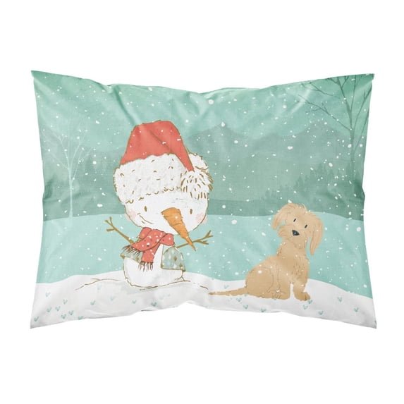 Brown Maltese Snowman Christmas Fabric Standard Pillowcase