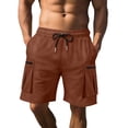 thumbnail image 1 of Brown Man Shorts for Man Wild Cargo Track Athletic Lounge Stretch Jogger Ruched Paperbag Straight Leg Elastic Waist Plain Fall Summer Shorts 2026 Clothing Fashion S, 1 of 7