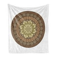 thumbnail image 1 of Brown Mandala Soft Flannel Fleece Throw Blanket, Vintage Oriental Mandala Ornamented with Simplistic Petals, Cozy Plush for Indoor and Outdoor Use, 50" x 70", Pale Green Umber, by Ambesonne, 1 of 5