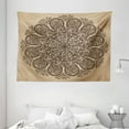 thumbnail image 1 of Brown Mandala Tapestry, Abstract Round Mandala Designed with Flower Leaves and Stems Elements, Wall Hanging for Bedroom Living Room Dorm Decor, 80W X 60L Inches, Tan and Brown, by Ambesonne, 1 of 2