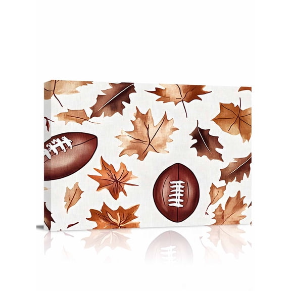 Brown Maple Canvas Print Wall Art Leaf American Football Retro Modern Art Pictures Painting Morden Artwork for Living Room Bedroom, Ready to Hang - 12"x16"