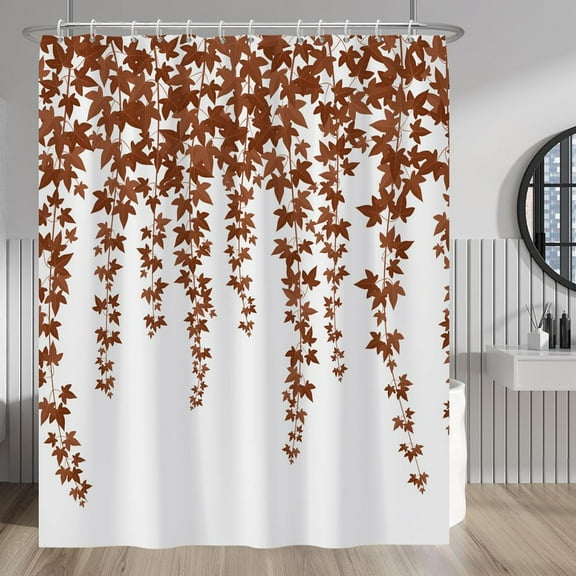 Brown Maples Shower Curtain Autumn Leaves Natural Floral Decorative Modern Fashion Minimalism Shower Curtains for Hotel Home Spa Bath Bathtubs Waterproof Polyester with Hooks 72x84 Inches