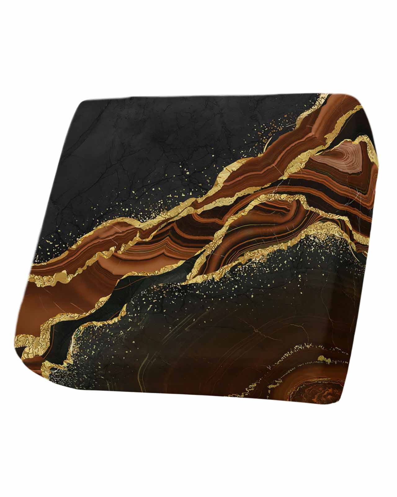 Brown Marble Couch Cushion Covers,Stretch Seat Cushion Covers for Sectional Sofa,Gold Abstract Vintage Modern Ombre Art Individual Sofa&nbsp;Slipcovers Furniture Protector with Elastic Straps 1Pcs, S