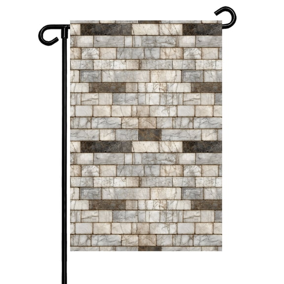 Brown Marble Garden Flag 12x18 Inch Country Vintage Stone Wall Marble Brick Double Sided Small Decorative Garden Flags for Outside, Outdoor Yard Porch Lawn Decoration
