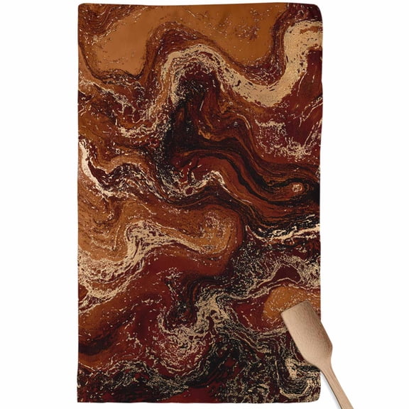 Brown Marble Kitchen Towel Dish Cloths Set of 1, Microfiber Soft Kitchen Hand Towels, Ombre Abstract Striped Mottled Aesthetic Absorbent Quick Drying Dishcloths 18 x 28 Inches