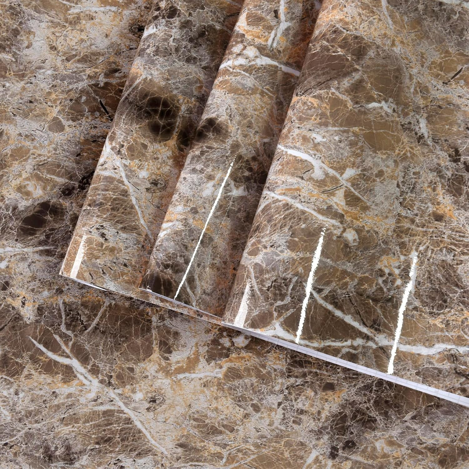 Brown Marble Paper Granite Peel and Stick Kitchen Backsplash Wallpaper ...