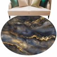 thumbnail image 1 of Brown Marble Round Area&nbsp;Rug 6ft Modern Abstract Art Black Grey Gold Marble Waves Non-Slip&nbsp;Washable Circle Rugs Soft Felt Indoor Floor Mat for Bedroom Kitchen Living Room Bathroom, 1 of 9