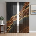 thumbnail image 1 of Brown Marble Sheer Curtains 72 Inch Length 2 Panels Set, Gold Abstract Vintage Modern Ombre Art Voile Window Treatment Rod Pocket Curtains Sheers Drapes for Bedroom/Living Room/Kitchen 52"x72"x2, 1 of 7