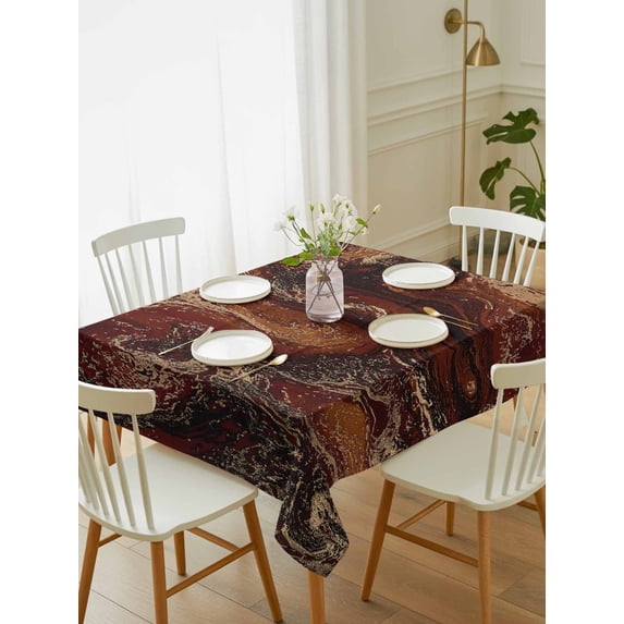Brown Marble Tablecloth Rectangle Table Cloth 52x70, Waterproof Tablecloth Outdoor Table Cloth, Ombre Abstract Striped Mottled Aesthetic Washable Table Cover for Kitchen Dinning Party