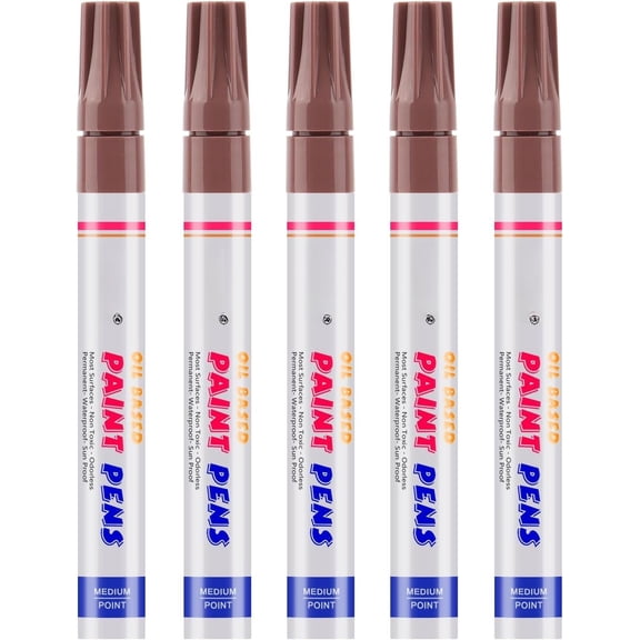Brown Markers, 5 Oil-Based Quick Dry Permanent Pen Set for Rocks Painting, , Fabric, , Canvas, Glass, Mugs, , , Stone, DIY Craft