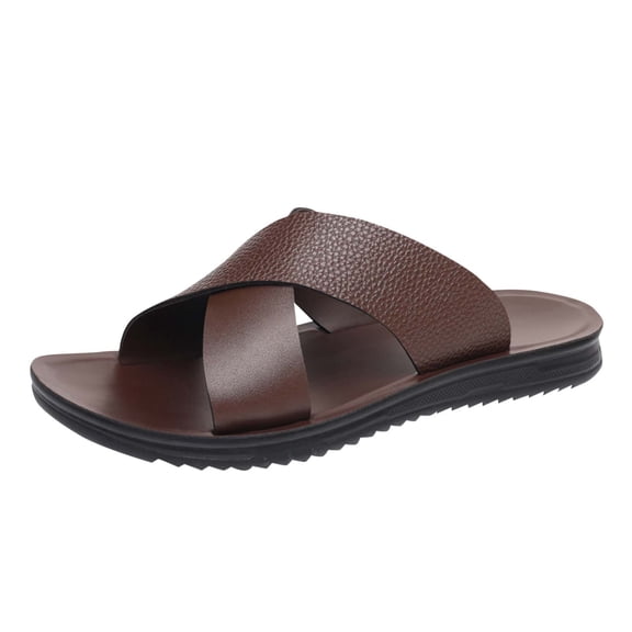 Brown Masculine Outdoor Open Toe Sandals With Soft Sole Design Ideal For Spring Summer Leisure
