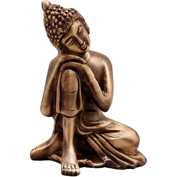 Brown, Material - Brass, Showpiece for Home Decor, Home Decor Items, Buddha Statues for Living Room
