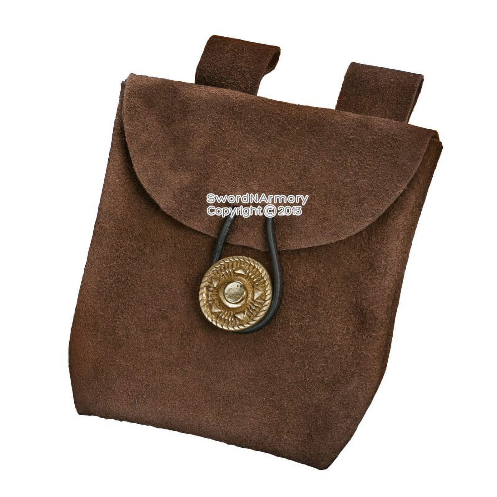 Brown Medieval Renaissance Pouch Genuine Suede Leather Coin Bag