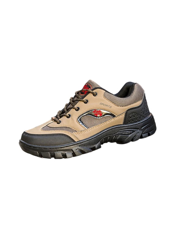 Brown Men'S Hiking Shoes Round Toe Anti Slip Wear Resistant Comfortable Lightweight Outdoor Walking Footwear For All Seasons And Activities Size 44