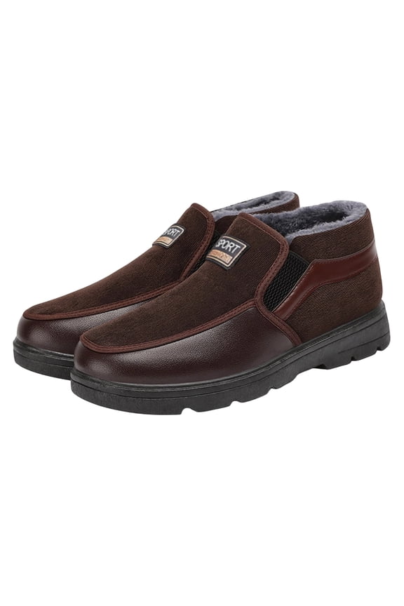 Brown Men'S Snow Boots Warm Lined Fleece Non-Slip Comfortable Winter Shoes Outdoor Casual Fall Winter Boots Size 41