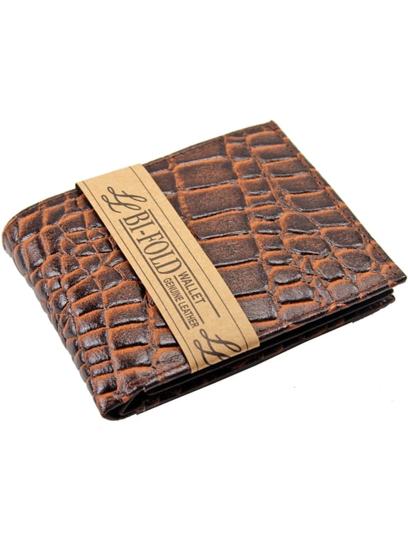 Brown Men's Genuine Leather Alligator Bifold Wallet with Multi Pockets ID cards Billfold