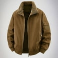 thumbnail image 1 of Brown Men's Winter Coats Cotton Fleece Jacket Zip Up Warm Heavyweight Long Sleeve Clothes for Men, 1 of 9