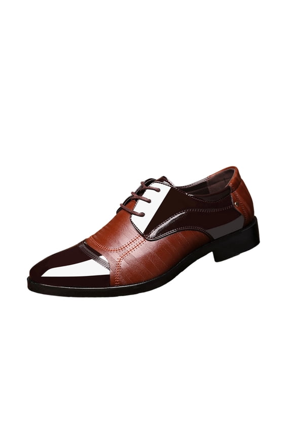 Brown Mens Formal Shoes With Block Heel Solid Color Design For Casual Use Summer Fall Seasons
