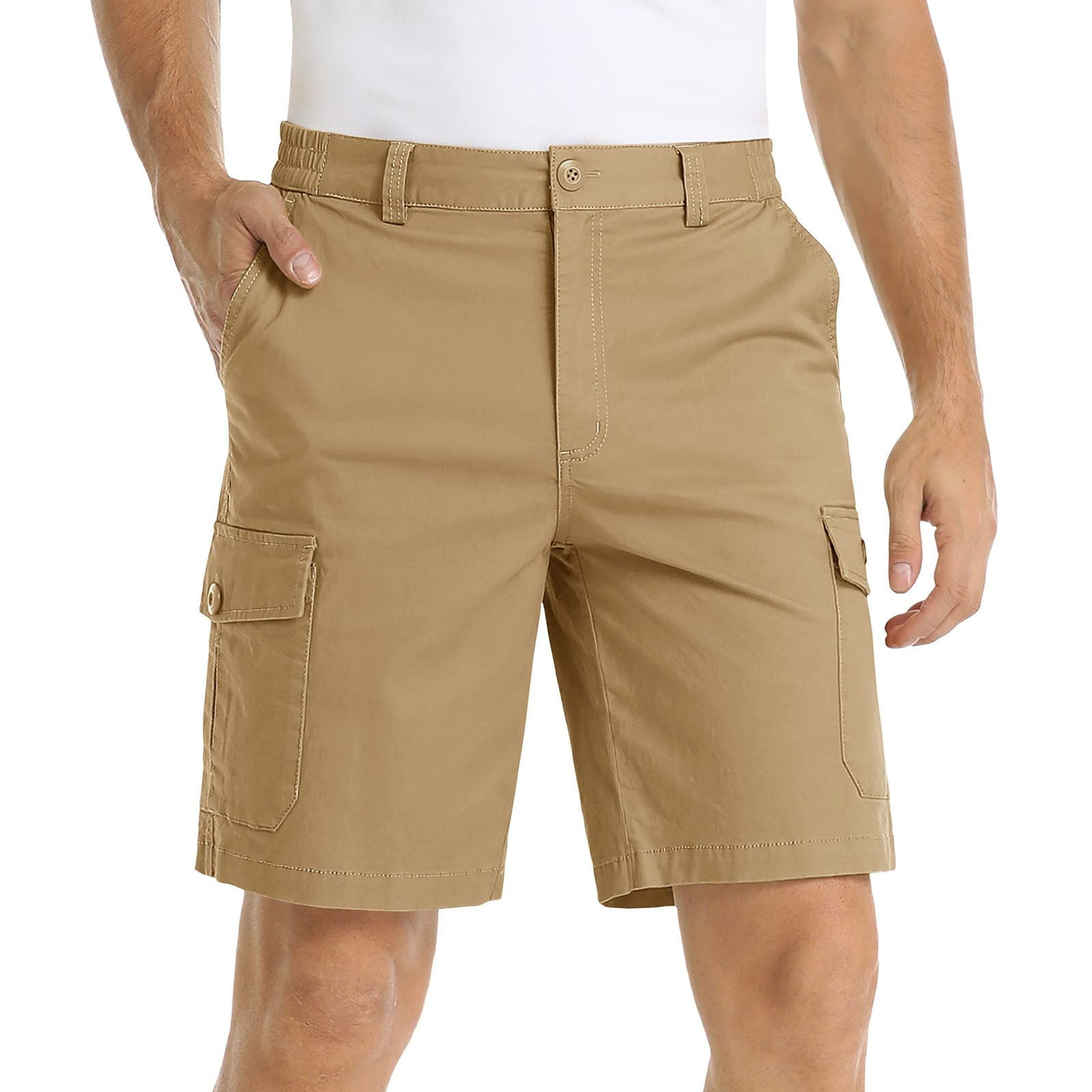 Brown Mens Workout Pants Summer Shorts With Multiple Pockets For ...