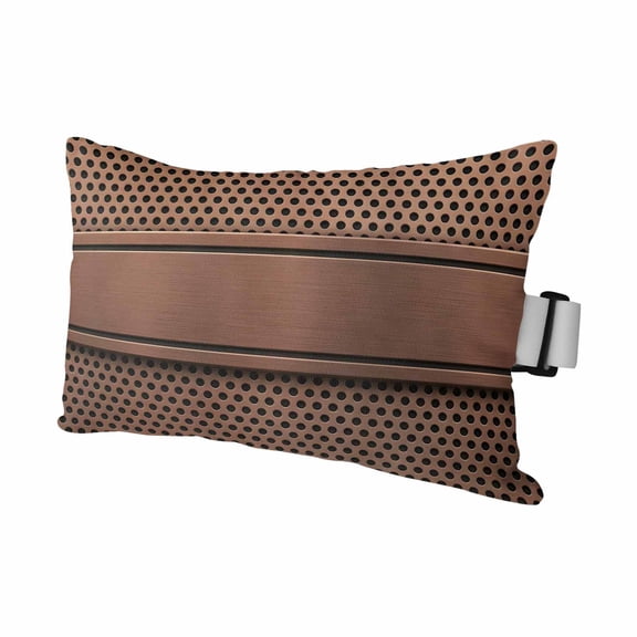 Brown Metal Hole Outdoor Pillows for Chaise Lounge Chair Waterproof Lumbar Pillows with Insert&Adjustable Elastic Strap Beach Headrest Pillow Copper Net Eye Hole Pattern Pillow for Patio Pool 11"x16"