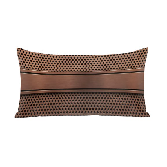 Brown Metal Hole Satin Pillowcases with Zipper Cal King Size Cooling Silk Pillow Cases for Hair and Skin Smooth Soft Copper Net Eye Hole Pattern Throw Pillow Covers for Women Men 20x40 Inch
