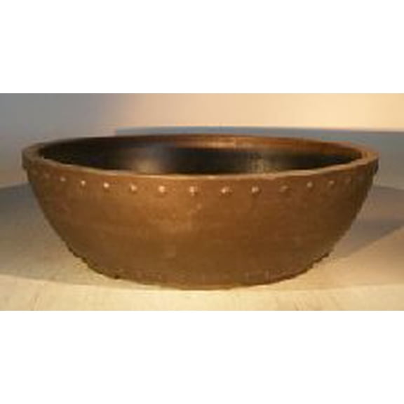 Brown Mica Bonsai Flower Pot - Round 9" x 3"
