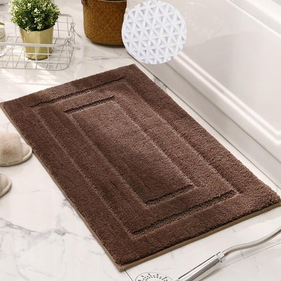 Brown Microfiber Bathroom Rug Non-Slip 20 x 32inches Soft Furry Bath Mats Absorbent Rugs for Bathtub Shower