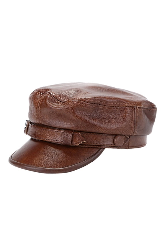 Brown Mil-itary Captains Hat Men Genuine Cow Leather Newsboy Cap Flat Women Autumn Winter Luxury Designer Sailor Caps ,Classic Design
