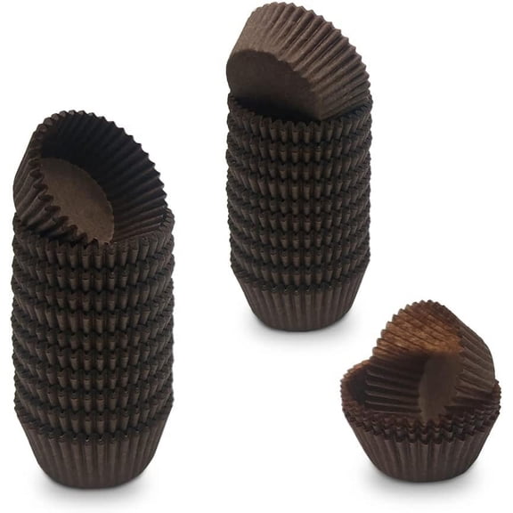 Brown Mini Cupcake Liners Natural Greaseproof Paper Muffin Baking Cups, 500-Count