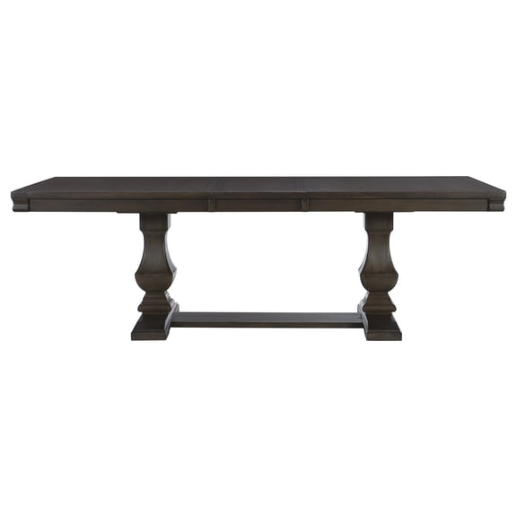 Brown Mix Traditional Style Wooden Dining Table 1pc W Separate Extension Leaf Double Pedestal Base Wire Brushed Rustic Brown Finish