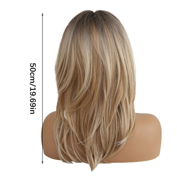 Brown Mixed Natural Blonde Wavy Ombre Synthetic Hair Wigs With Bangs For Women
